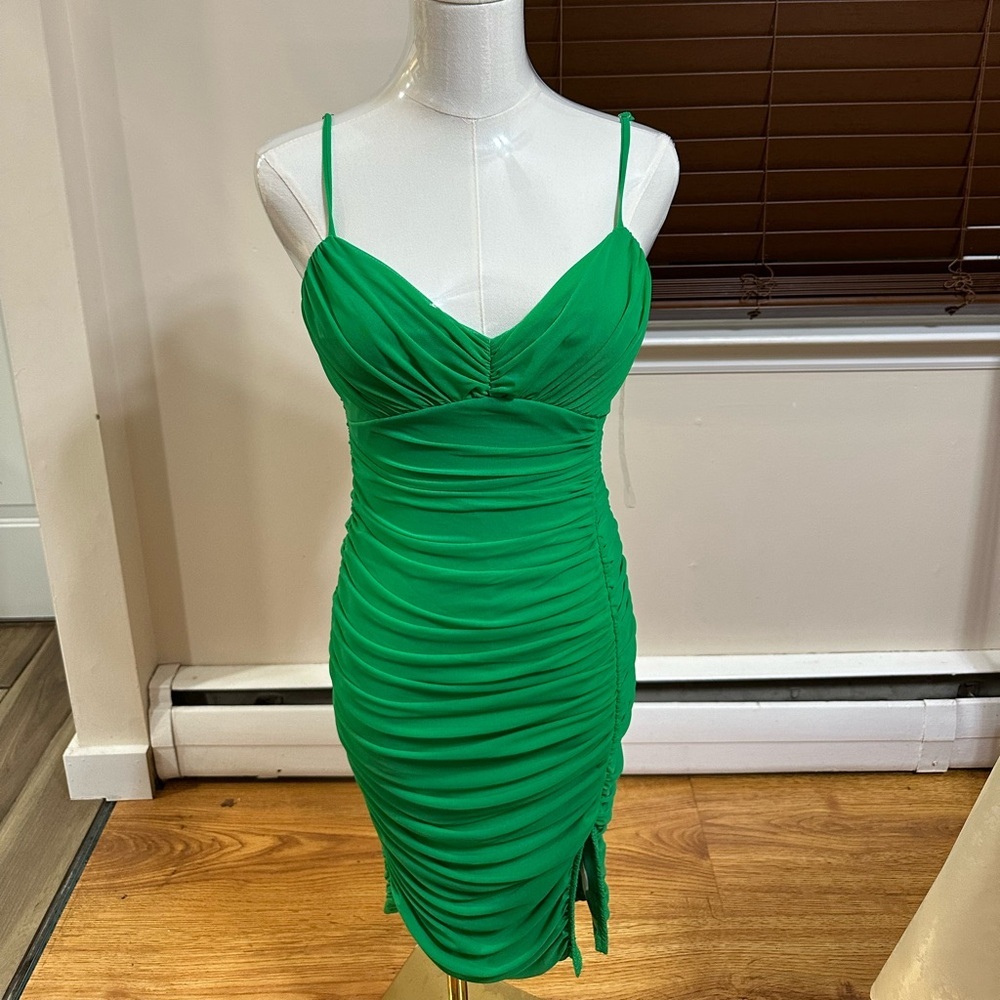 Elegant Green Ruched Dress